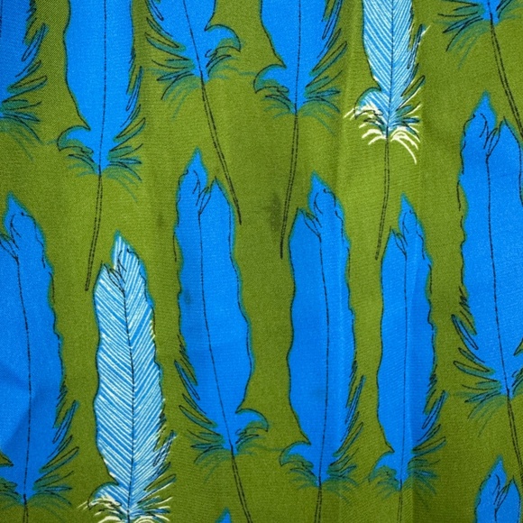 FOSSIL Green Blue Sleeveless Lightweight Feather Shift Lined Dress / Size Large - Picture 5 of 10